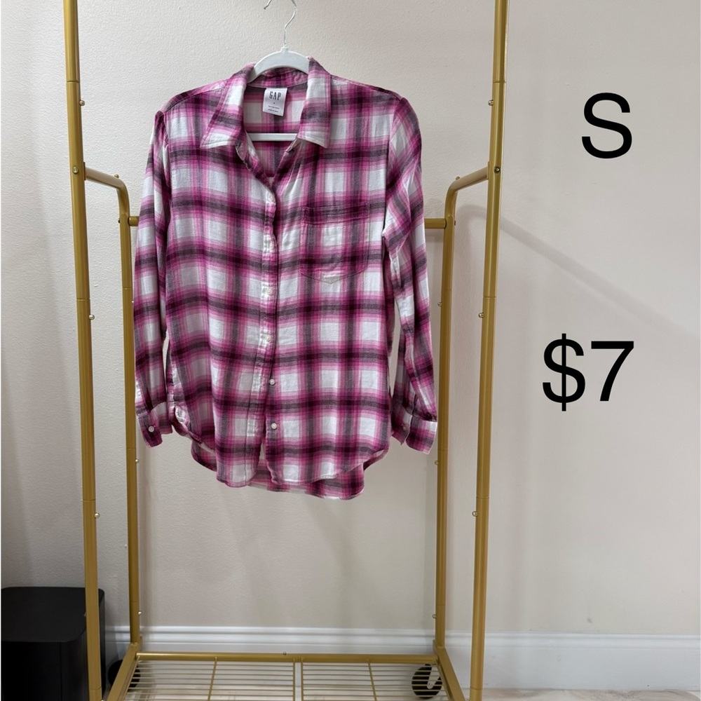 GAP Burgundy Plaid Button Down Shirt